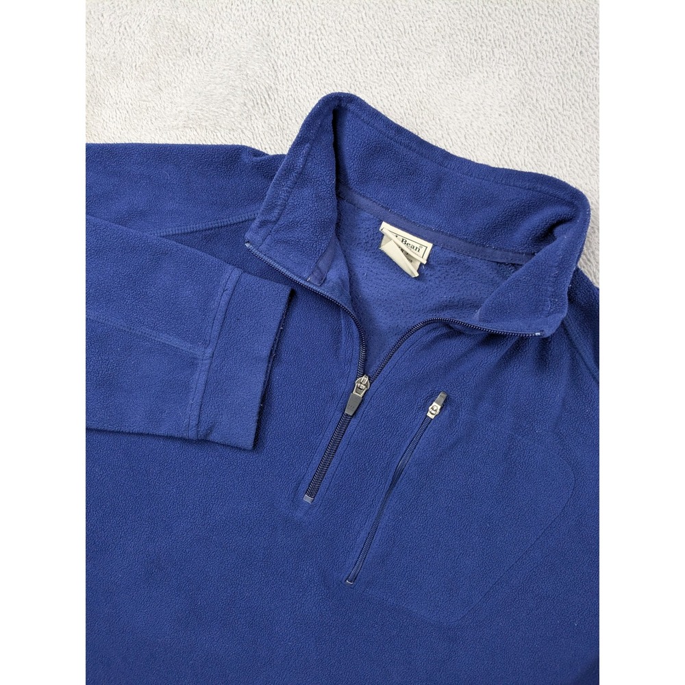LL Bean Mens Fleece Pullover Jacket Blue XL Tall 1/4 Zip Pocket Casual Outdoor